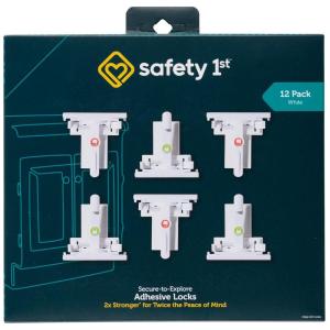 imageSafety 1st  SecuretoExplore Adhesive Cabinet Locks Baby Proofing Child Locks for Cabinets and Drawers 4 Locks White12 Locks