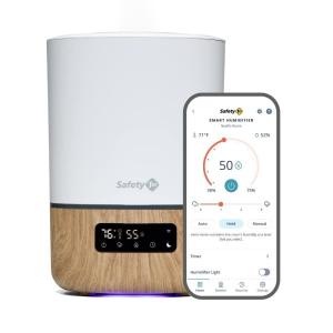 imageSafety 1st Connected Smart Humidifier  1 Gallon 38L Tank Size Cool Mist Humidifier with Hygrometer and Nightlight and Whisper Quiet for Baby Bedroom Nursery iOS and Android Compatible