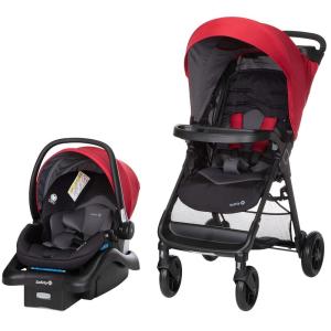 imageSafety 1st Smooth Ride Travel System Stroller and OnBoard FLX Infant Car Seat Newborn to Toddler Baby Combo EasyInstall Large Canopy Ample Storage Foldable RearFacing 430 lbs MonumentBlack Cherry