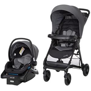 imageSafety 1st Smooth Ride Travel System Stroller and OnBoard FLX Infant Car Seat Newborn to Toddler Baby Combo EasyInstall Large Canopy Ample Storage Foldable RearFacing 430 lbs MonumentMonument